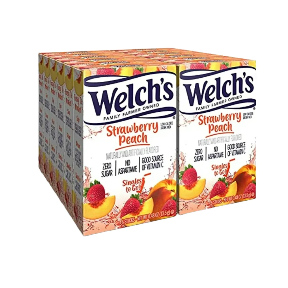 Welch's Singles To Go Water Drink Mix - Powder Sticks, Strawberry Peach, 0.48 Ounce (Pack of 12)