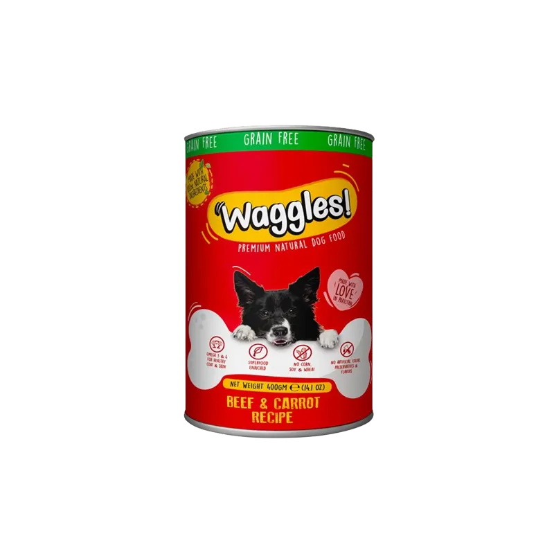 Waggles Dog Food Beef & Carrot 400g