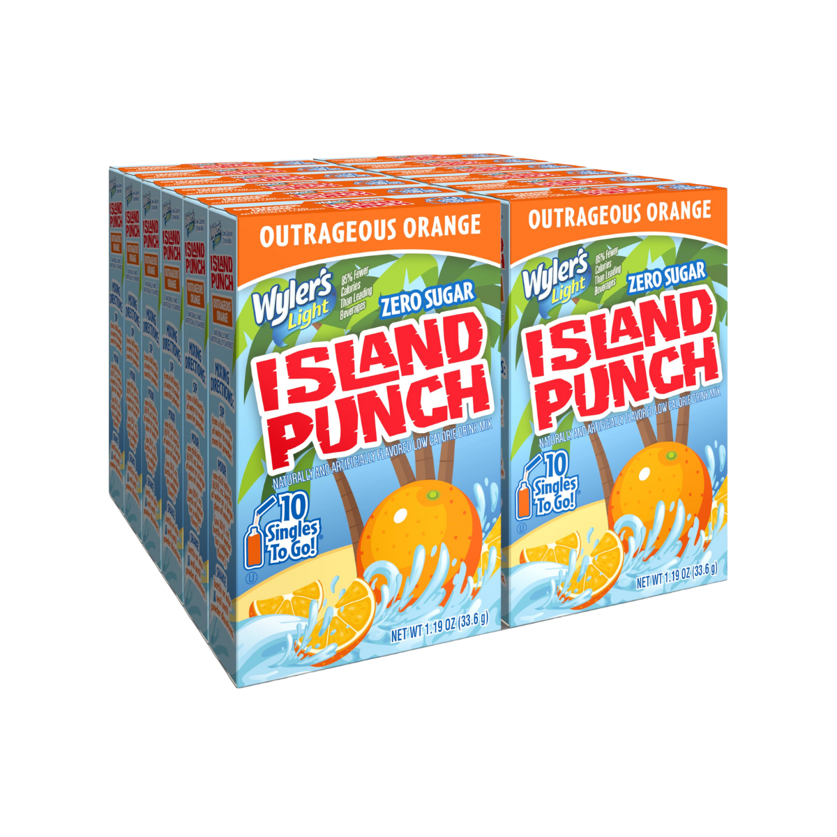 Wyler's Light Island Punch Singles To Go, Water Drink Mix, Outrageous Orange, 10 Count, Pack Of 12