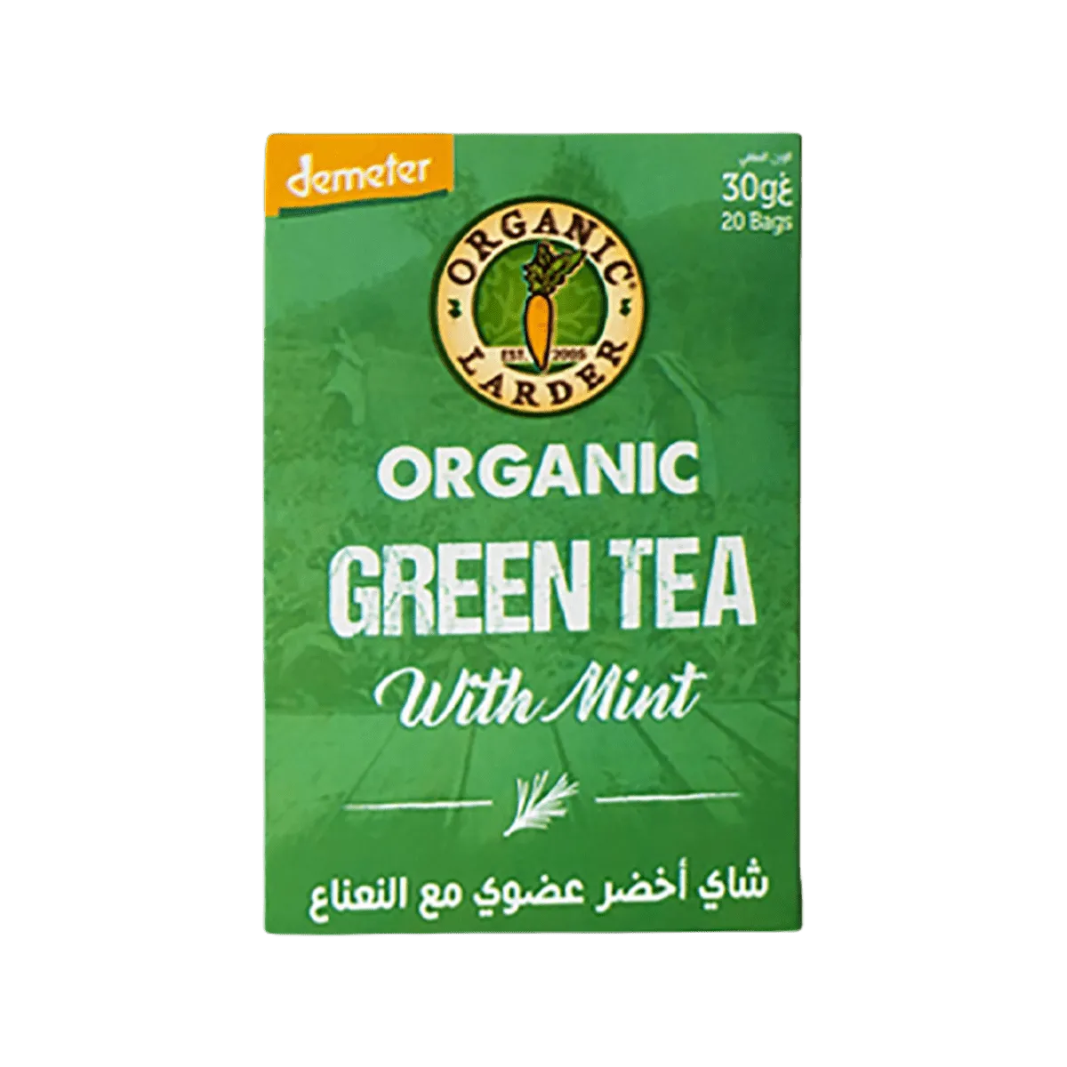 Organic Larder Organic Green Tea 20 Bags Mint 30g
