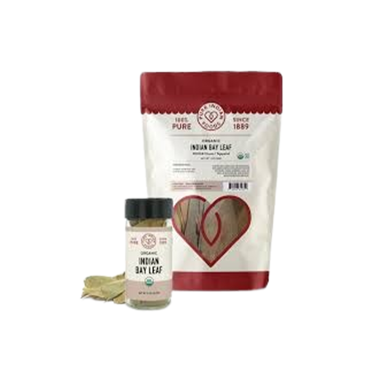 Pure Indian Foods Indian Bay Leaf (Cassia/Tejapatta), Certified Organic - Whole Seasoning Blend Glass Jar - Case of 12 - 0.25 oz