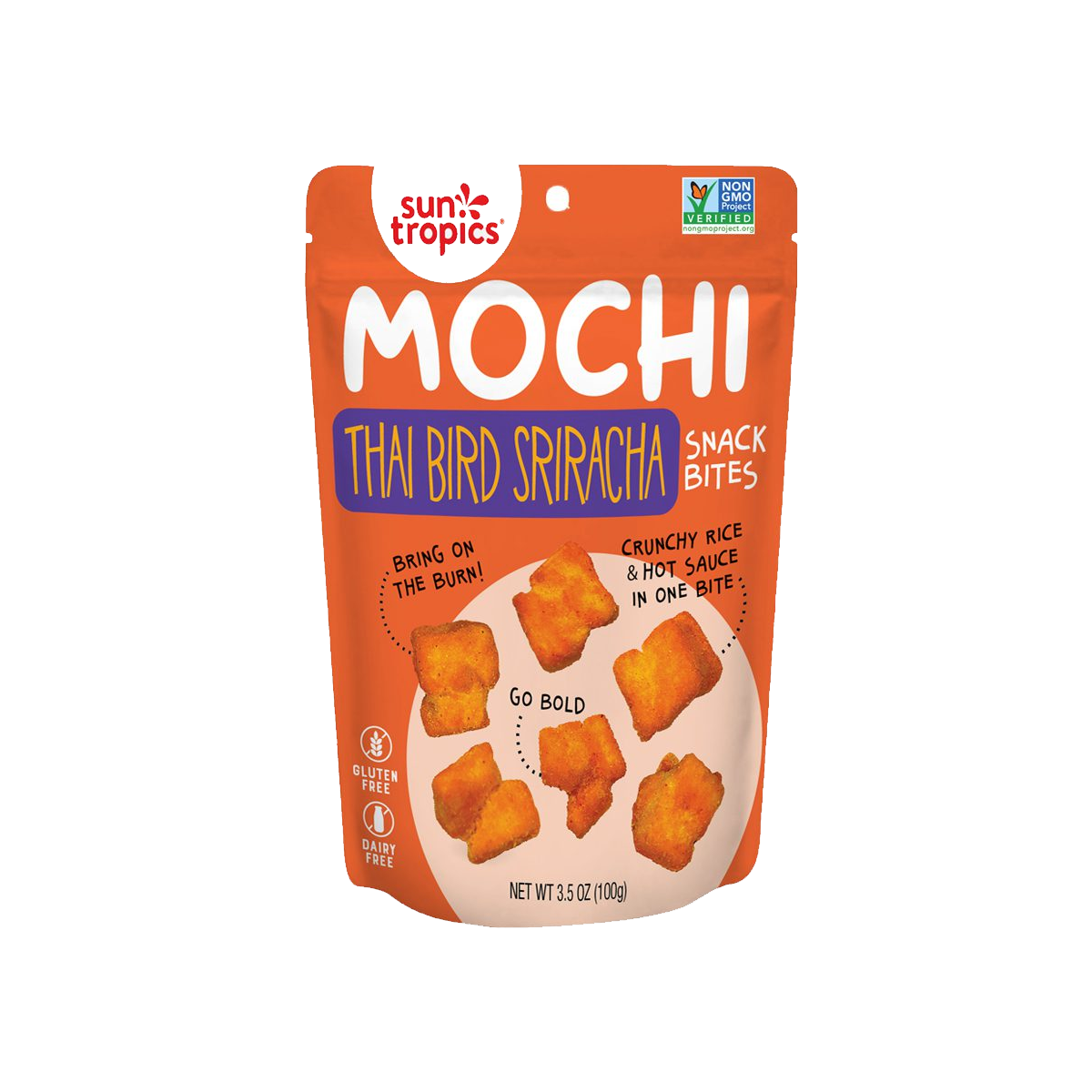 Sun Tropics, Mochi Thai Bird Sriracha Snack Bites, Case Of 12, 3.5 oz