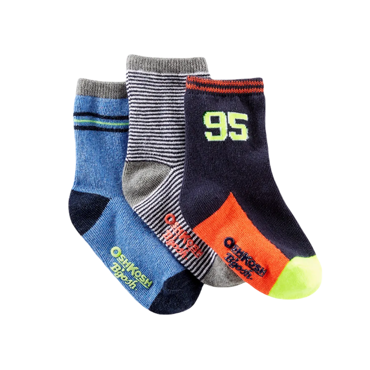 OshKosh Boy 3-Pack Colorblock Crew Socks 12-24M