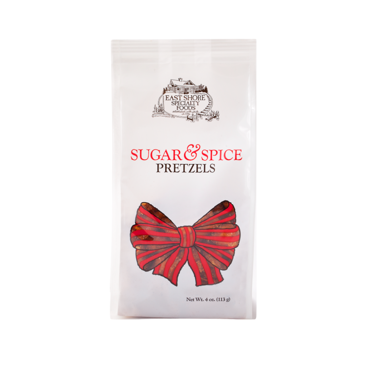 East Shore Specialty Foods, Sugar and Spice Pretzels (Seasonal - ships Sept - Dec) - Case of 18 - 4 OZ