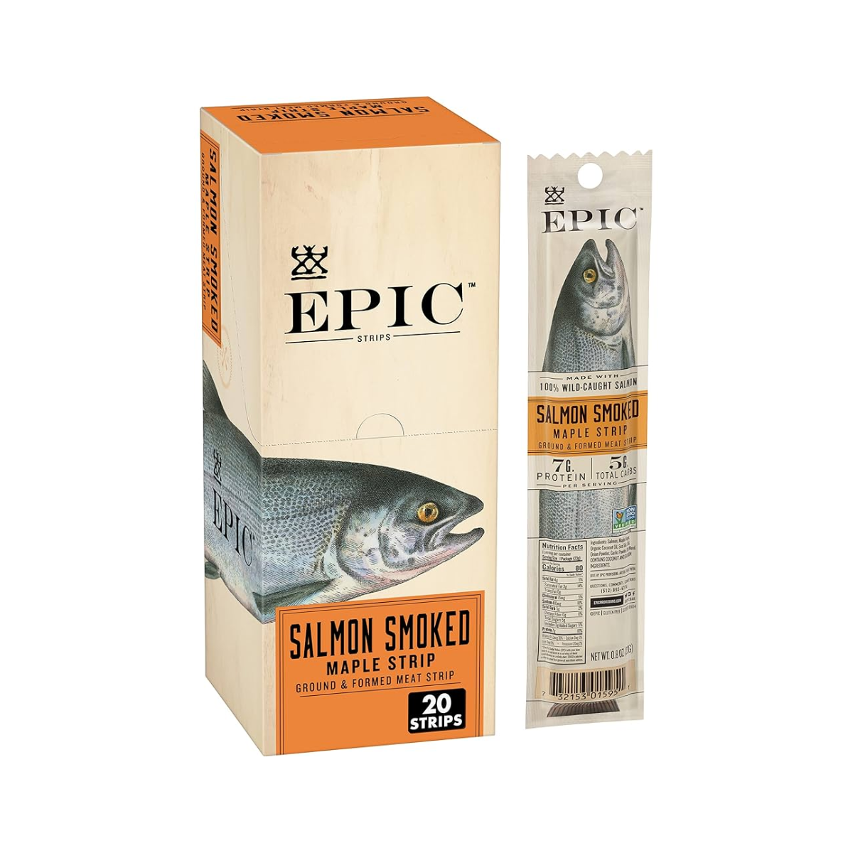 Epic International, Salmon Strip Smoked Maple Salmon Fillet, Case Of 20, .8 oz