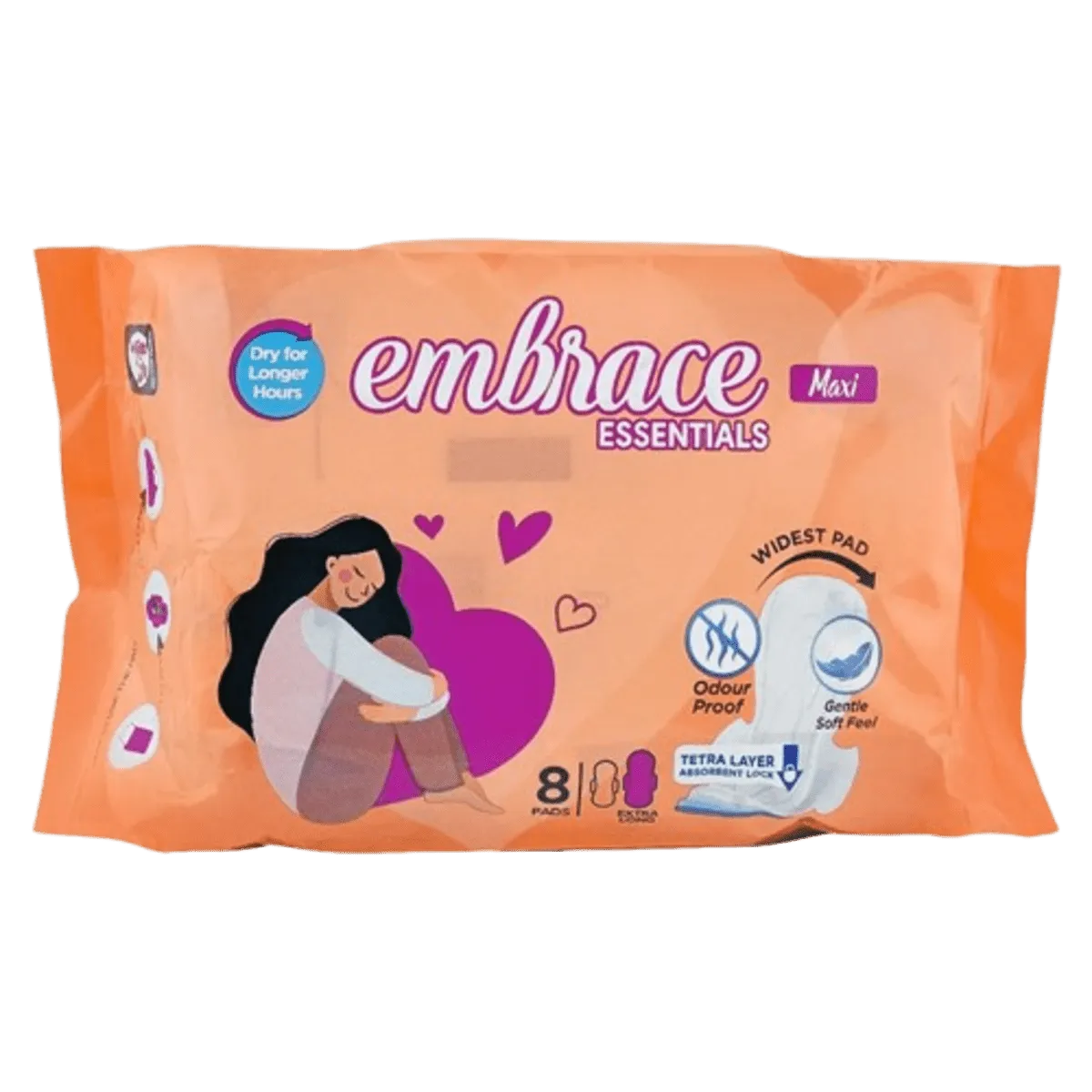Embrace Pads Essential Maxi Extra Long 8 Pcs