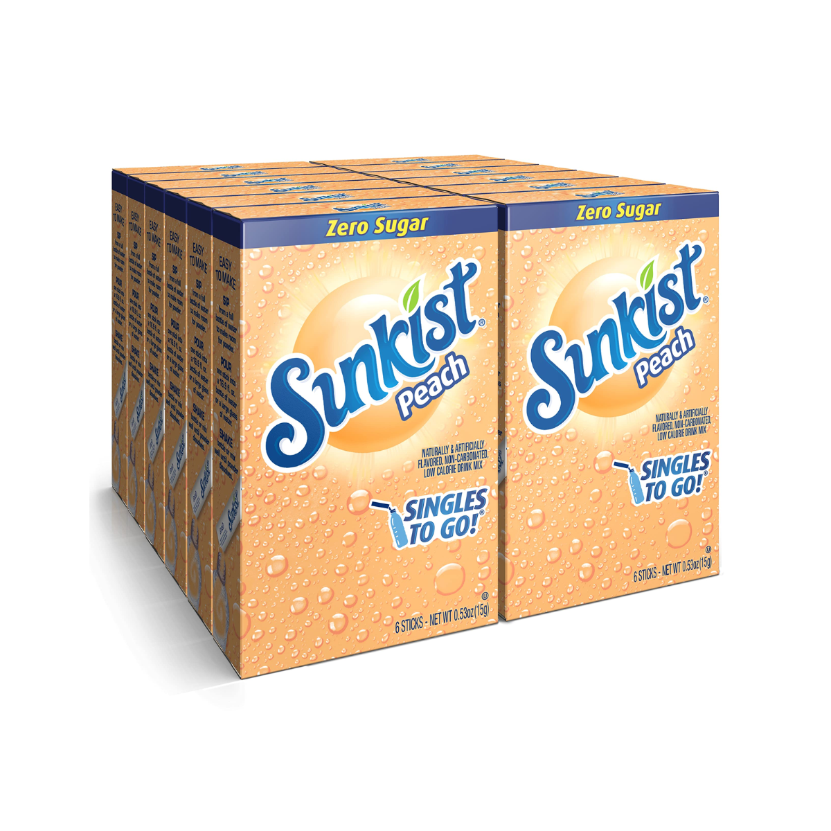 Sunkist Soda SINGLES TO GO! Drink Mix In 12 Boxes with 6 Packets Each