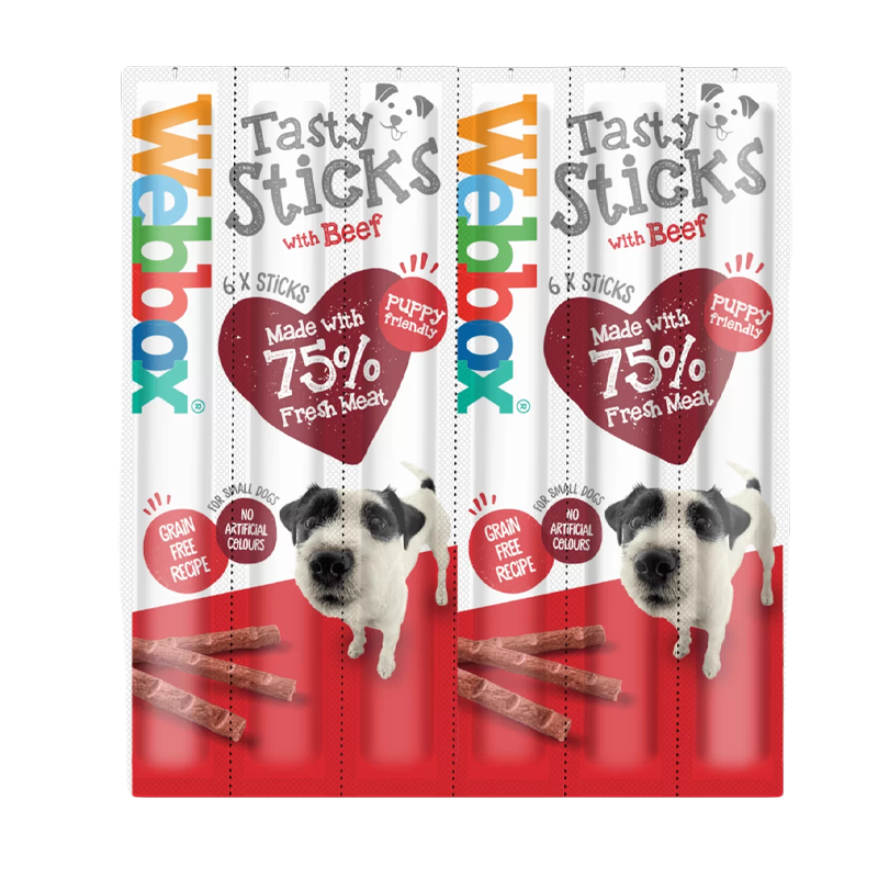 Pack of 5 Beef Webbox Dog Sticks 30g