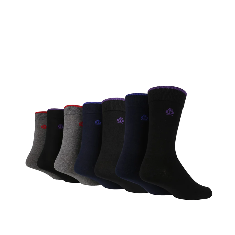 Jeff Banks Men Socks 7 Pair Set 7-11 Mulit Darksd