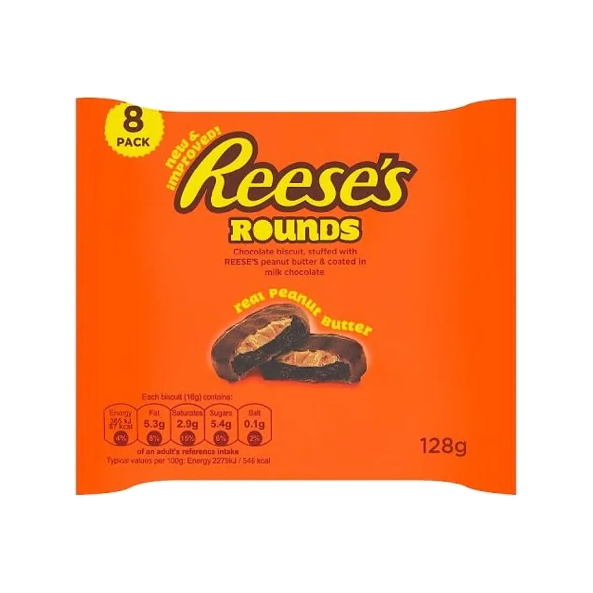 Reeses 8 Peanut Butter & Milk Chocolate Rounds 128G