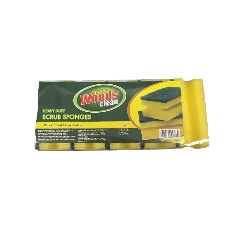 Super Woods Clean Scrub Kitchen Sponges 4Pic