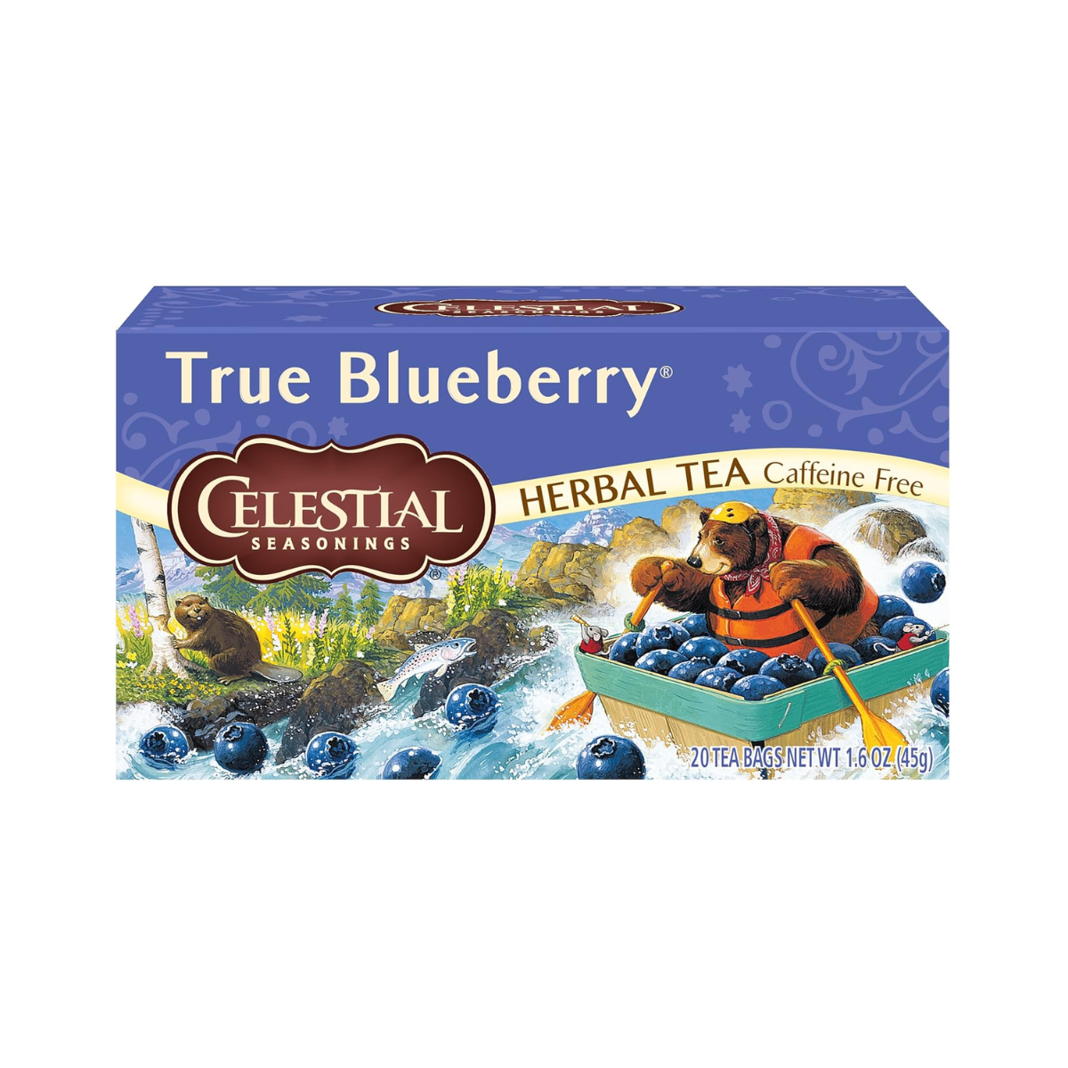 Celestial Seasonings, Herbal Tea Caffeine Free True Blueberry 20 Tea Bags, Case Of 6, 20 bag