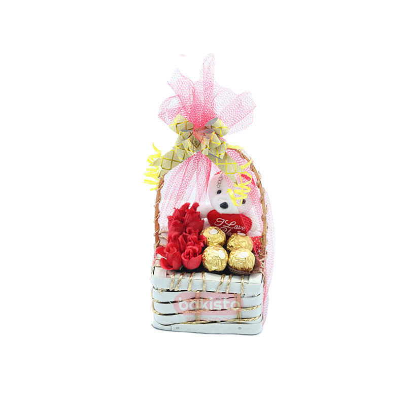 Romantic Candy Bear Basket