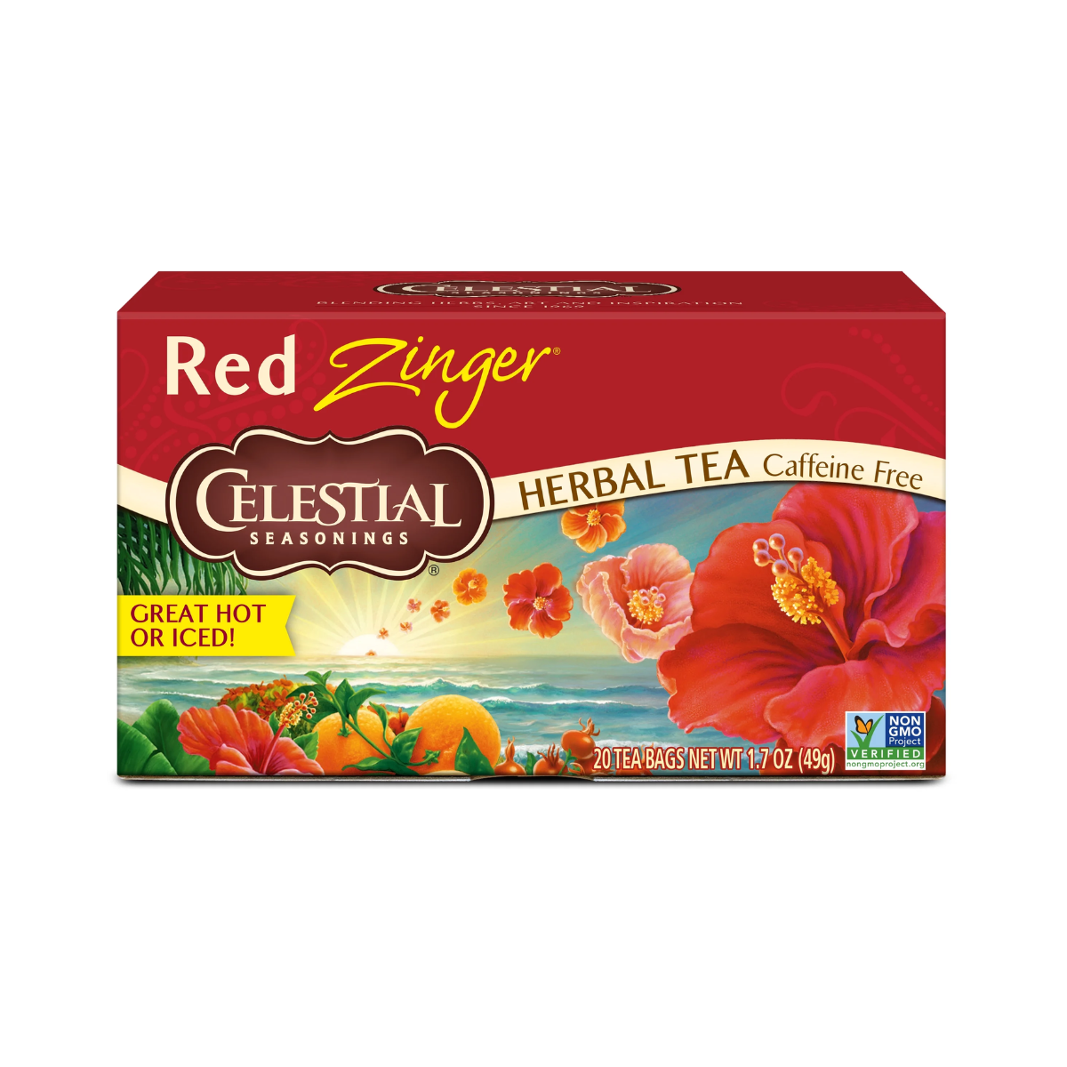 Celestial Seasonings, Herbal Tea Caffeine Free Red Zinger 20 Tea Bags, Case Of 6, 20 bag