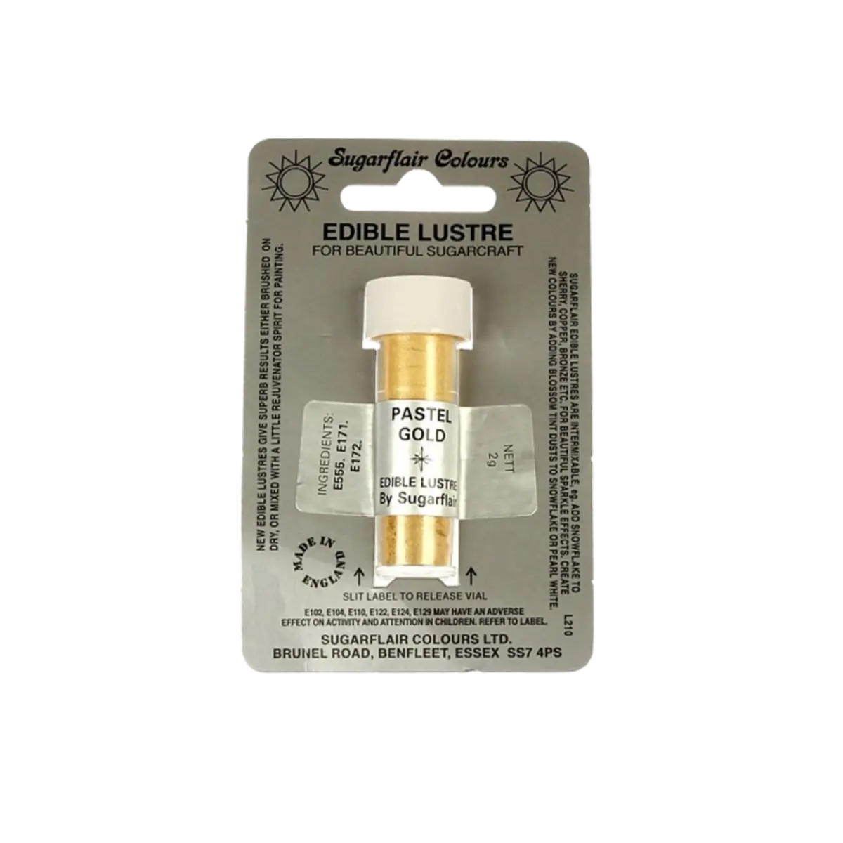 Sugarflair Edible Pastel Gold Lustre Dust Powder 2G