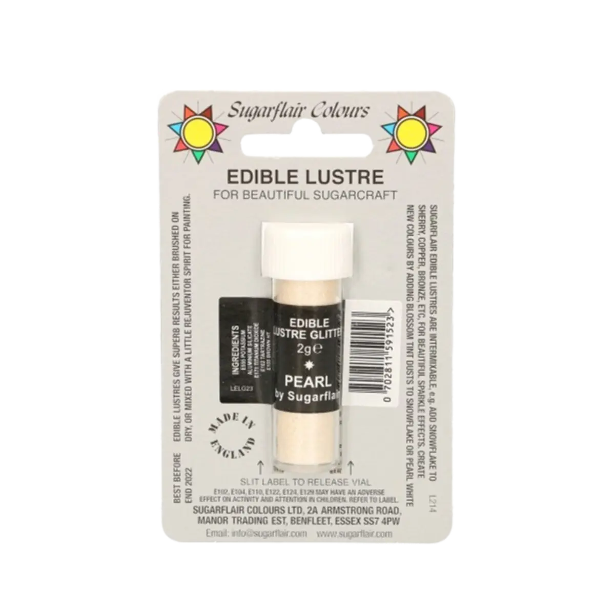 Sugarflair Edible Pearl Lustre Dust Powder 2G