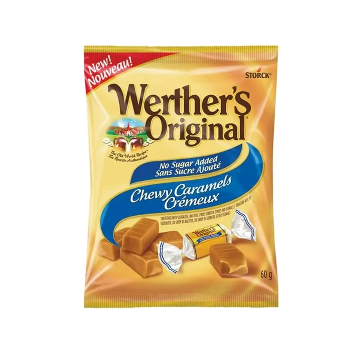 Werthers Original No Sugar Added Chewy Caramels 60 G