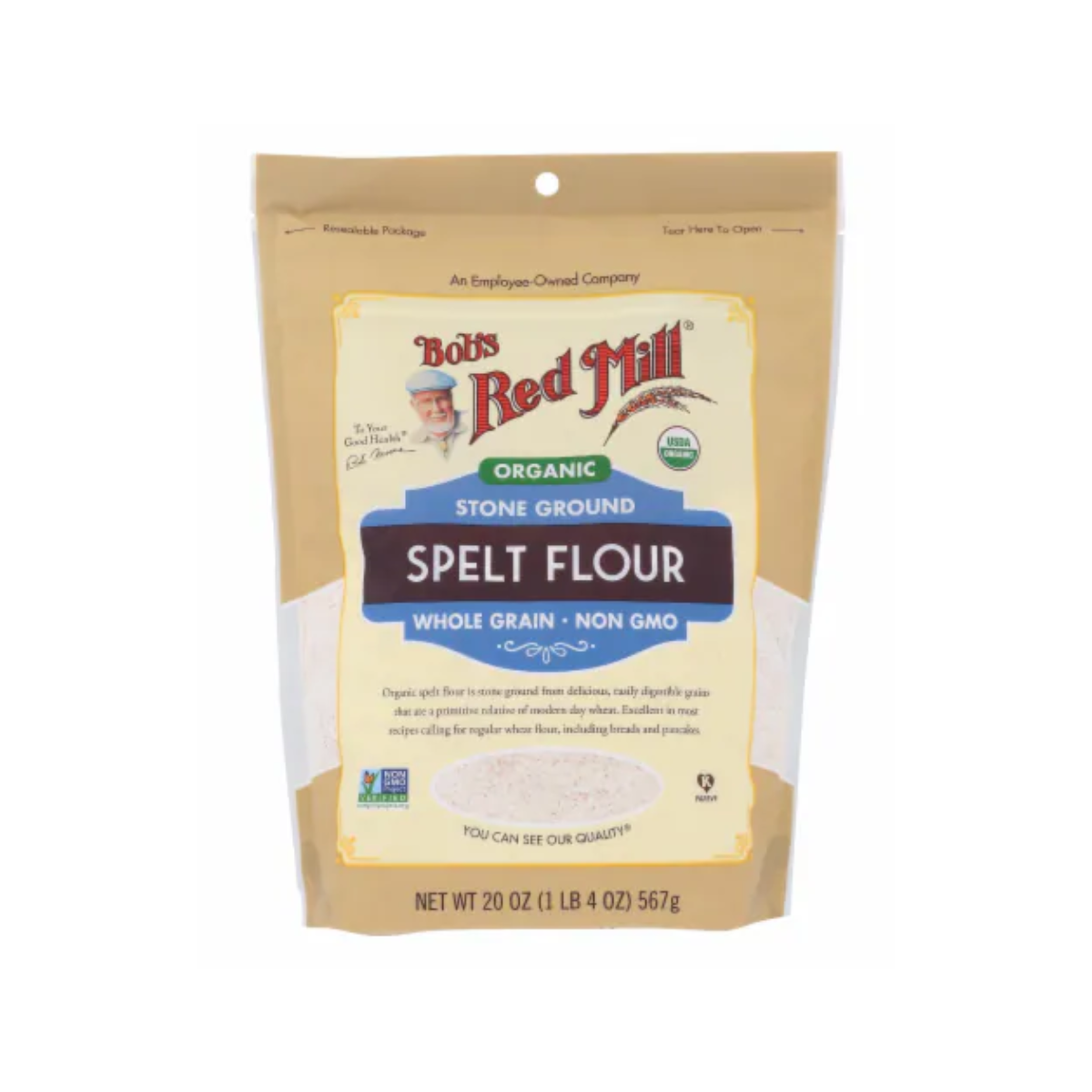 Bob's Red Mill, Organic Spelt Flour Resealable Pouch, Case Of 4, 20 oz