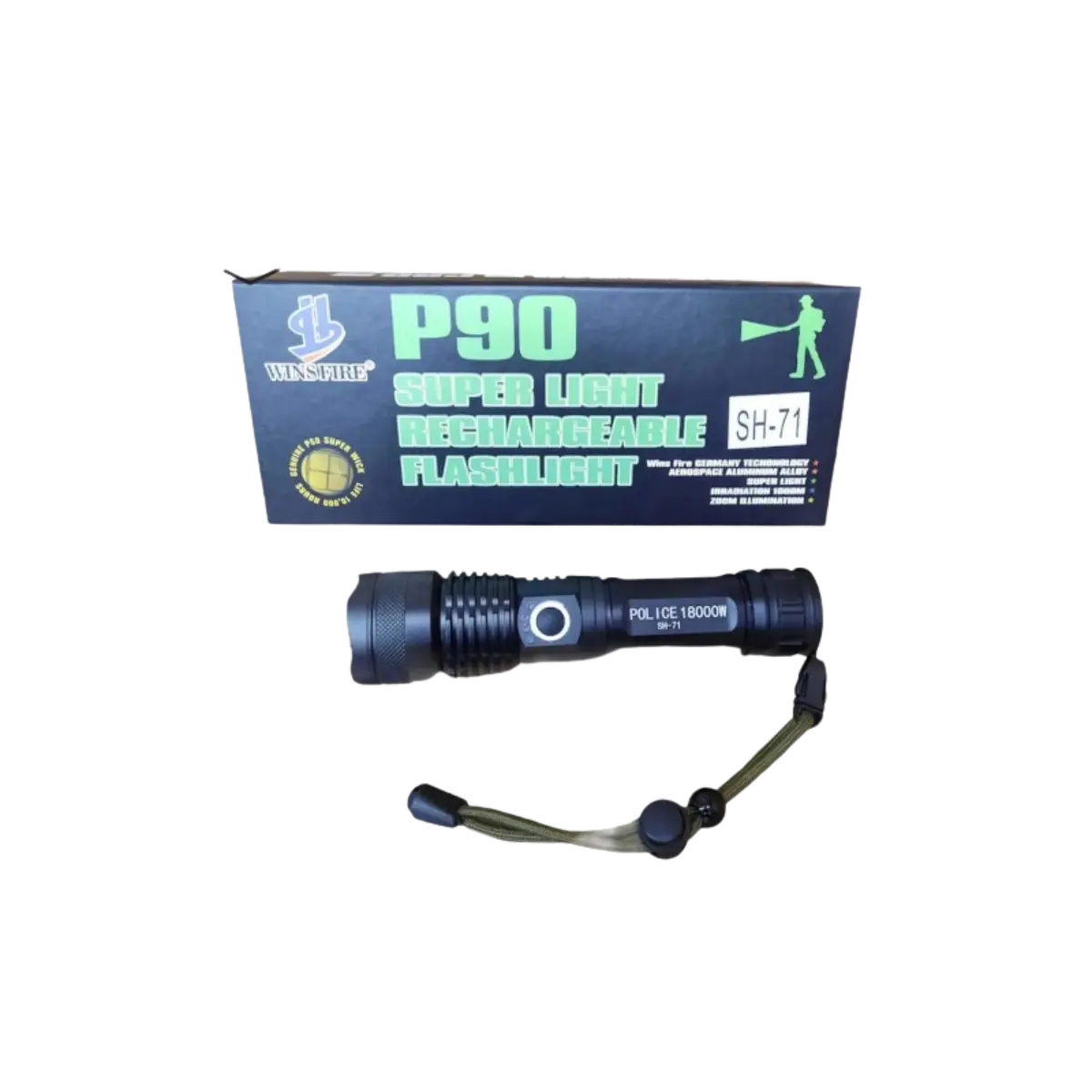 P90 Super Light Rechargeable Flashlight Aluminum Alloy Zoomable