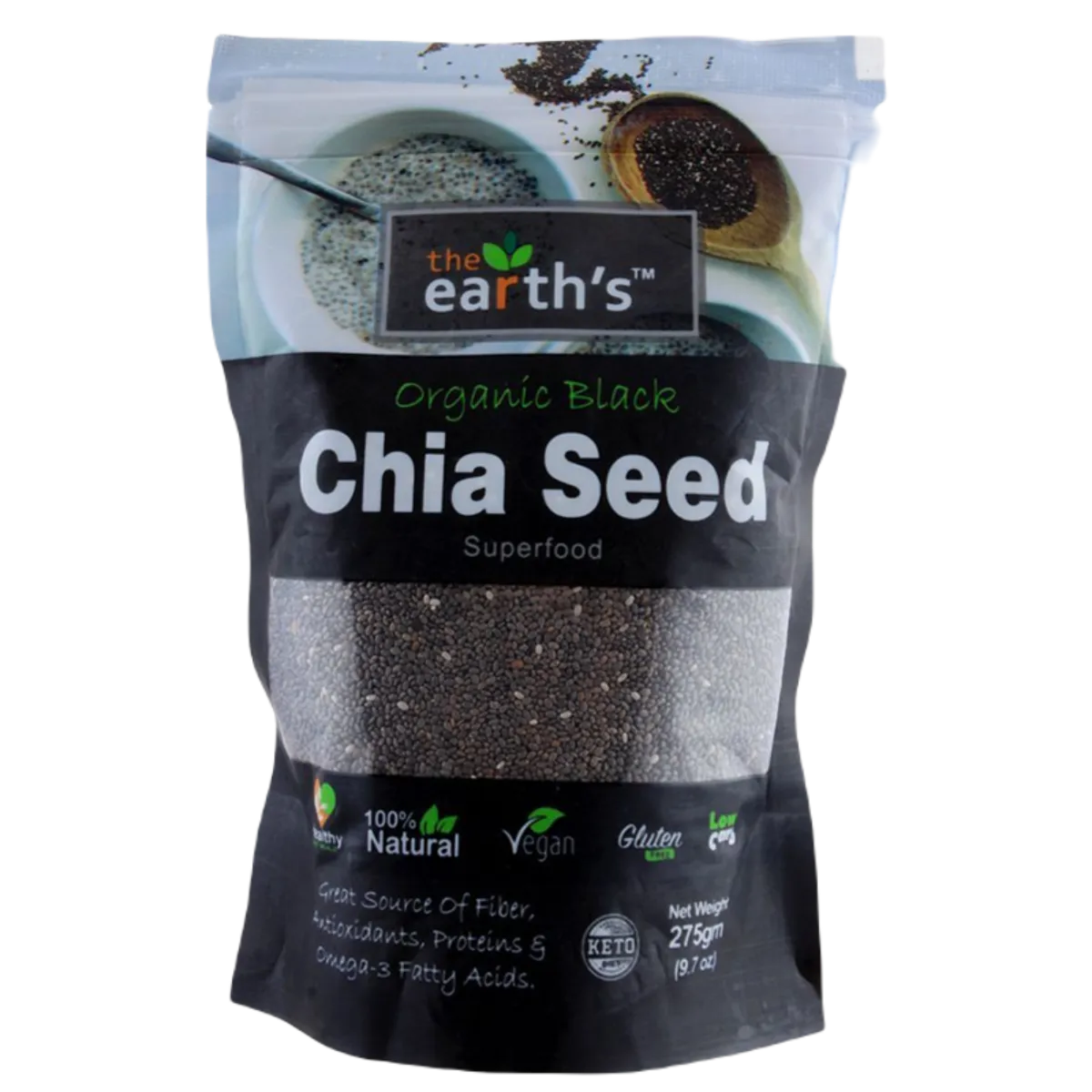 The Earth's Organic Black Chia Seed 275 Grams