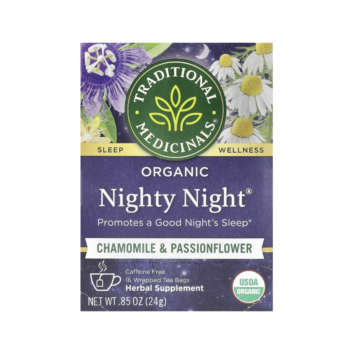 Traditional Medicinals Organic Nighty Night Chamomile & Passionflower Tea 16 count