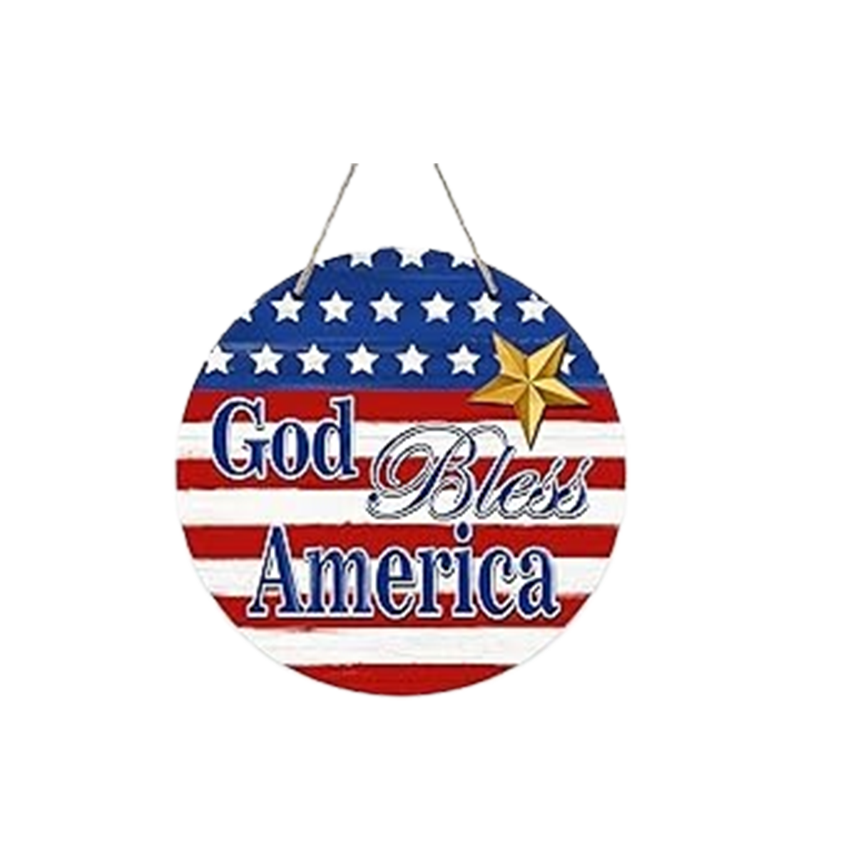 Imagine Design God Bless America Patriotic Dimensional Seasonal Door Hanger, 10"x10"x1/4"