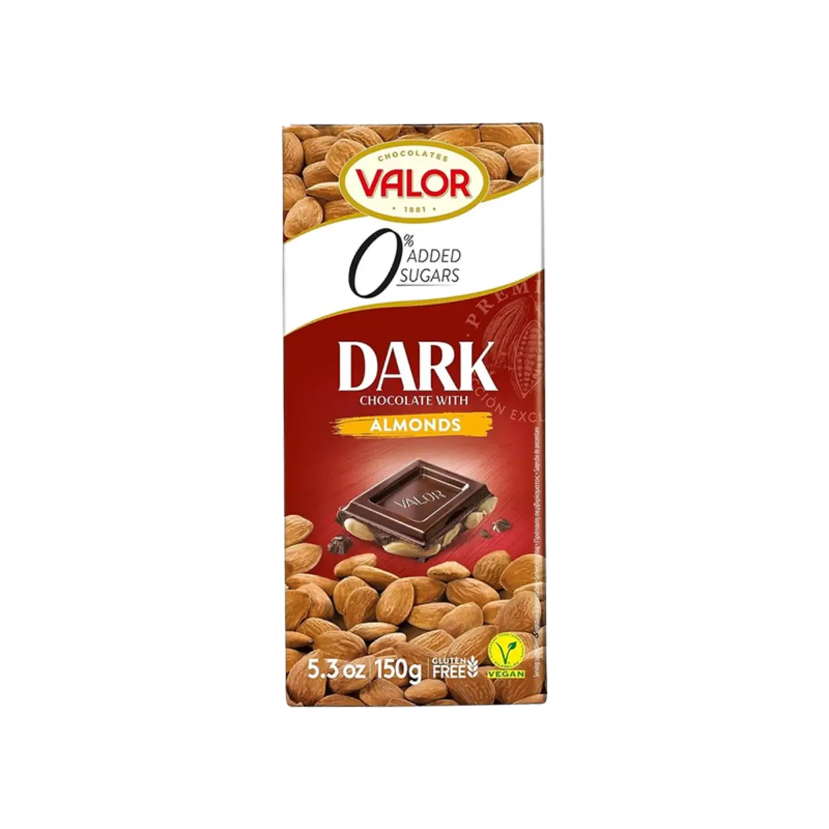 Valor Nas Dark Chocolate Bar Almond 150G