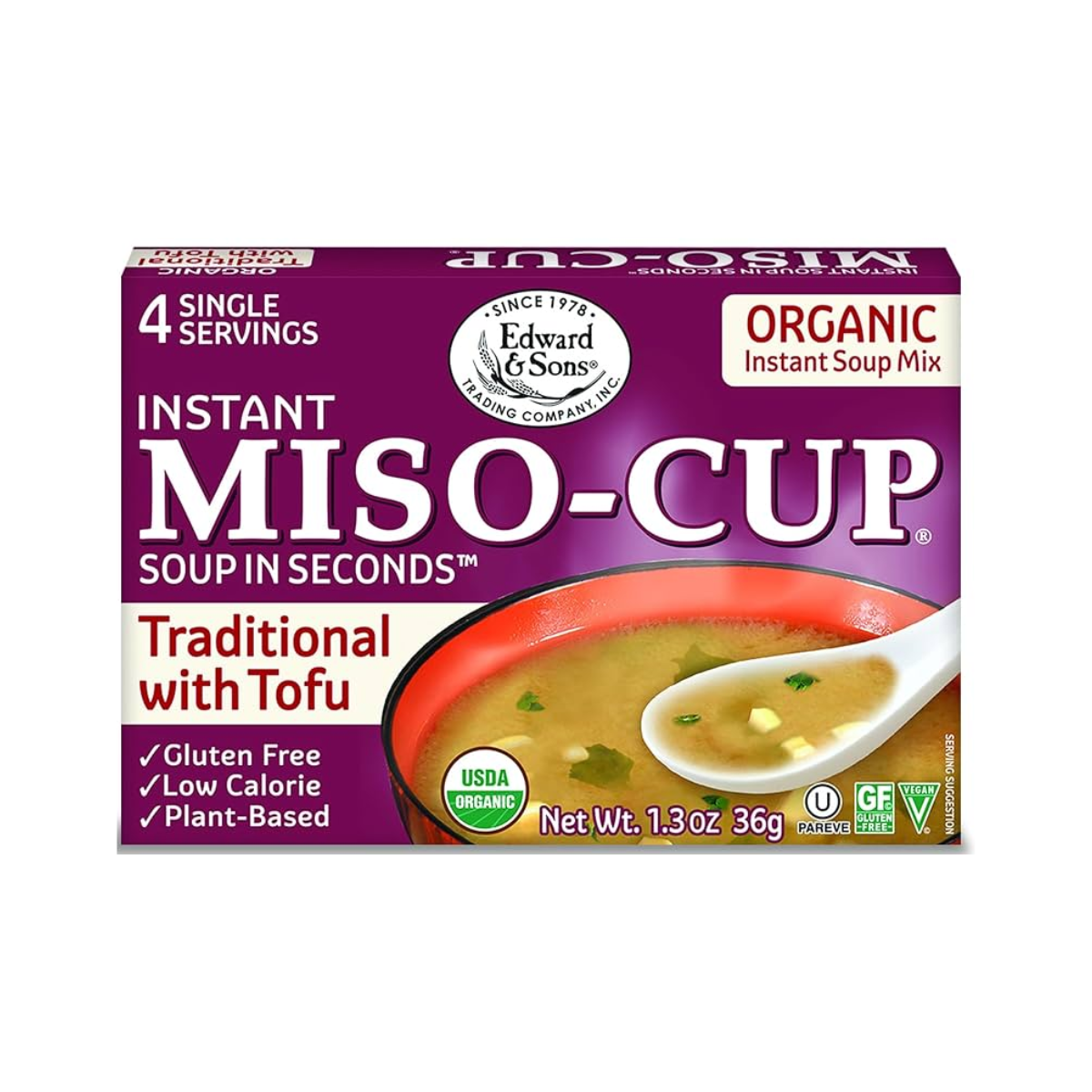 Edward & Sons, Organic Traditional With Tofu Miso Cup Soup, Case Of 12, 1.3 oz
