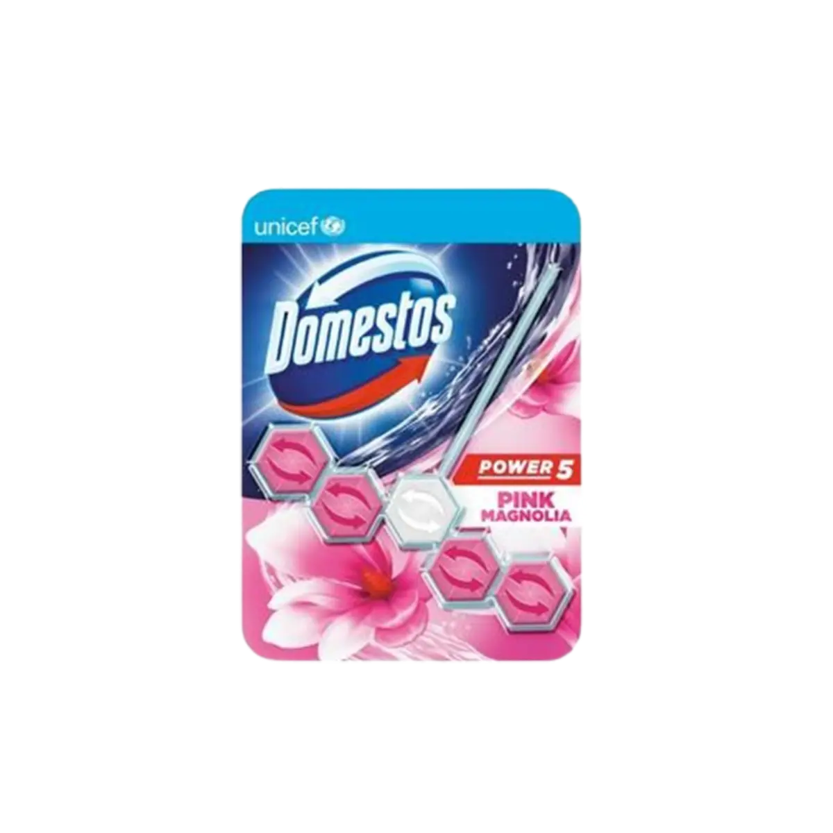 Domestos Power 5 Pink Magnolia Toilet Rim Block 55G