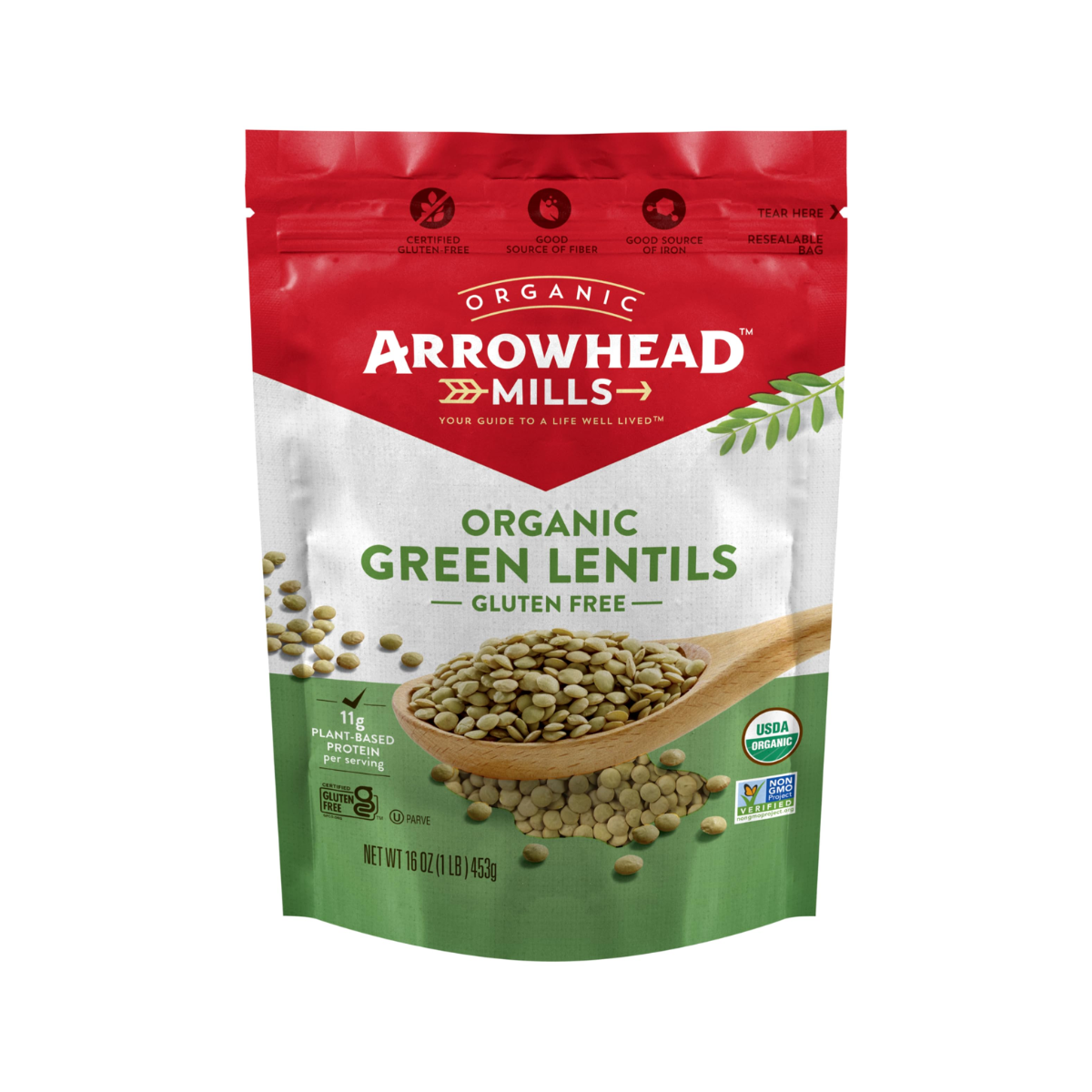 Arrowhead Mills, Organic Green Lentils, Case Of 6, 16 oz