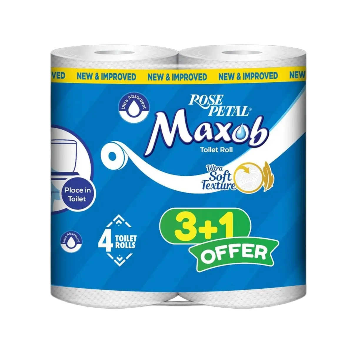 Rose Petal Toilet Roll Maxob 3+1 4Pack