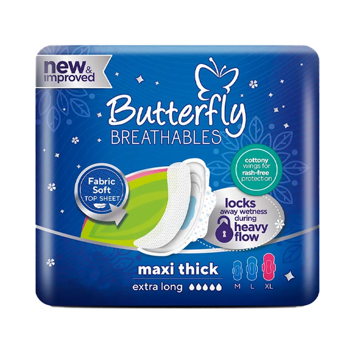 Butterfly Sanitary Napkins Maxi Thick Large 7 Pcs