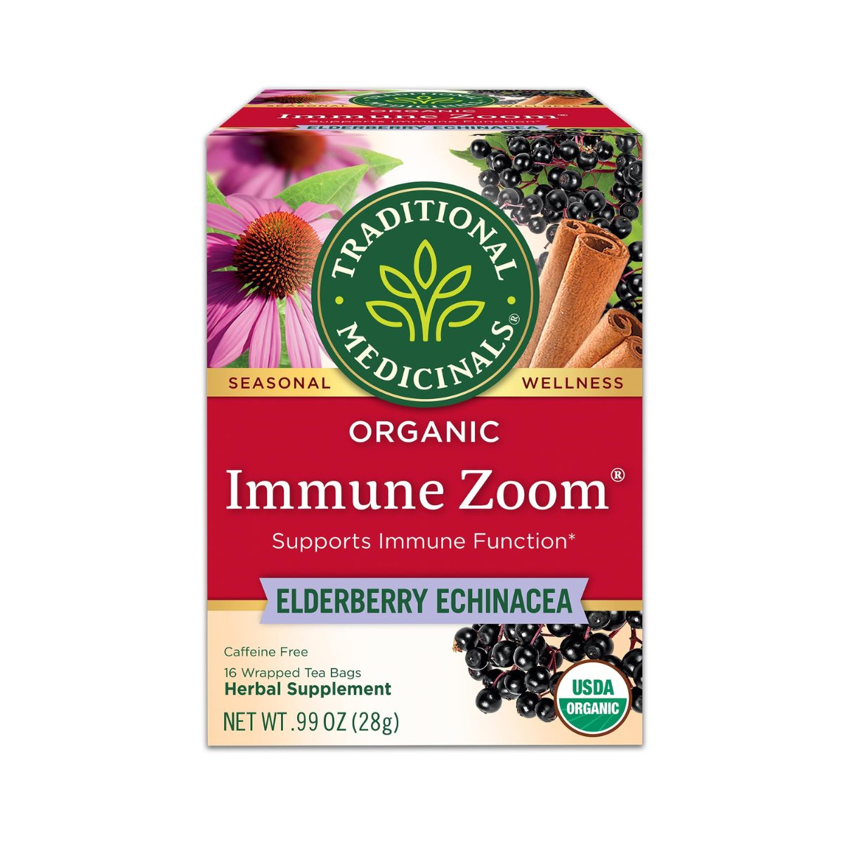 Traditional Medicinals Organic Immune Zoom Elderberry Echinacea Tea 16 count