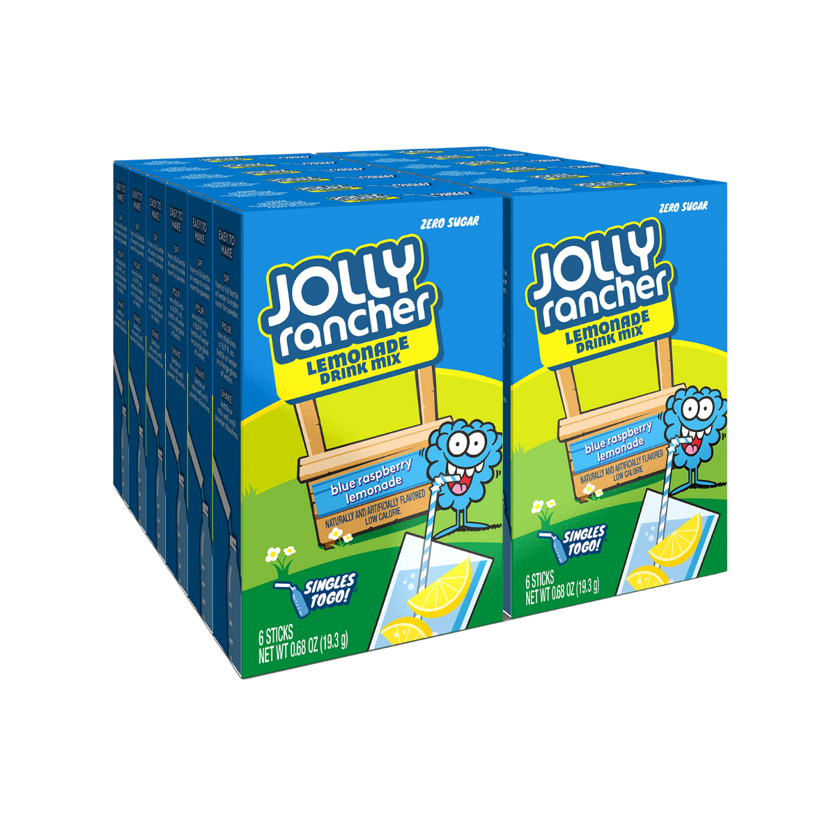 Jolly Rancher Rancher Singles To Go Water Drink Mix, Blue Raspberry Lemonade, 12 Boxes With 6 Packets Each