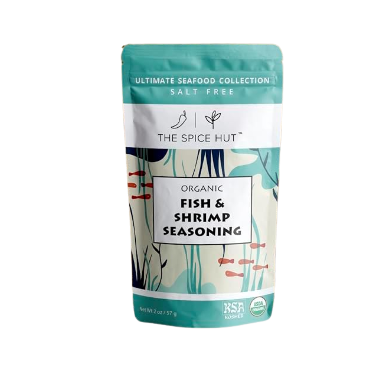 The Spice Hut, Organic Fish & Shrimp Seasoning, Case of 6 Pouches, 2 Ounces / Pouch