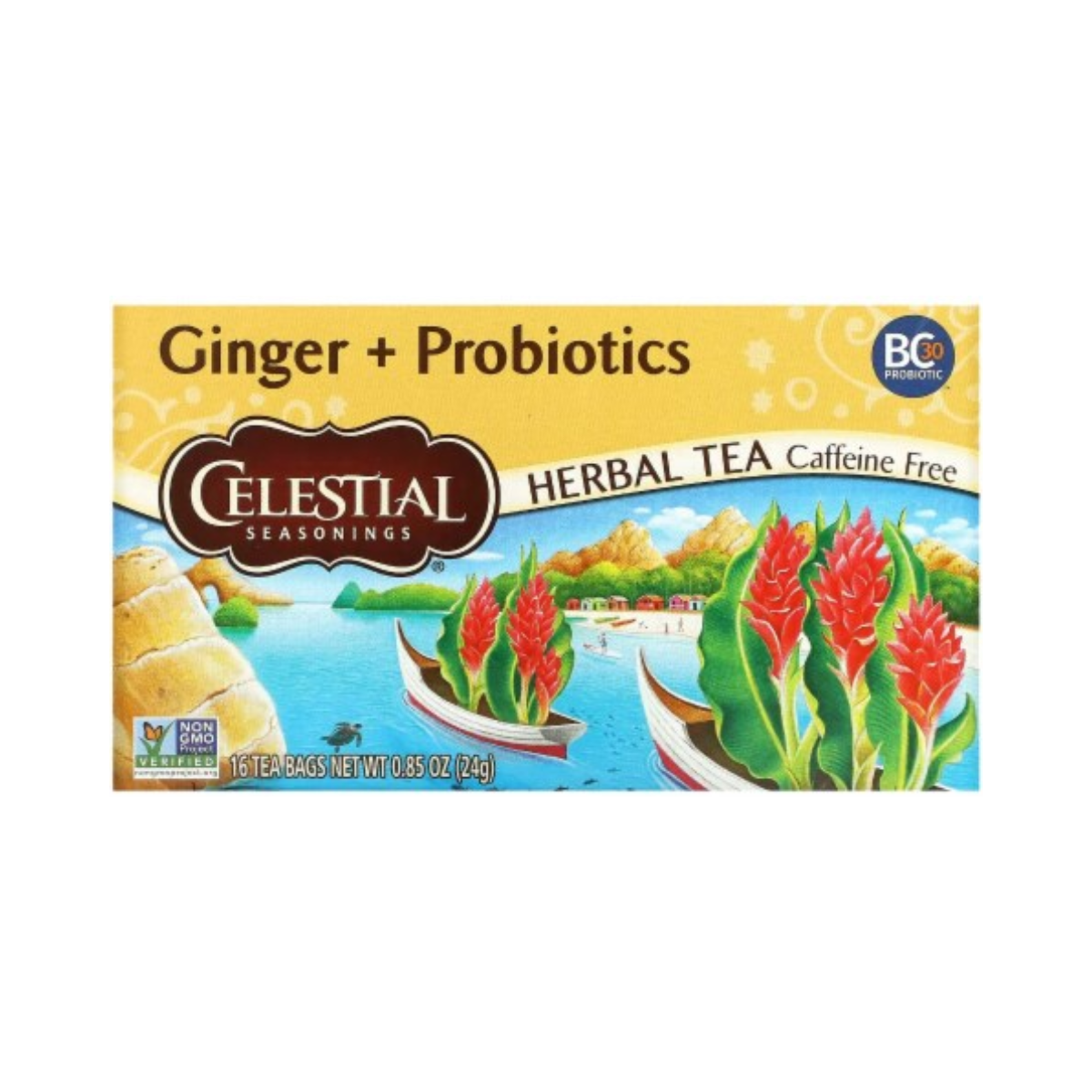 Celestial Seasonings, Tea Ginger And Probiotics, Case Of 6, 16 bag