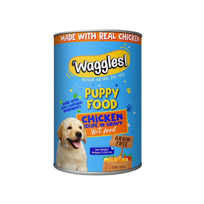 Waggles Puppy Dog Food Chicken 400g