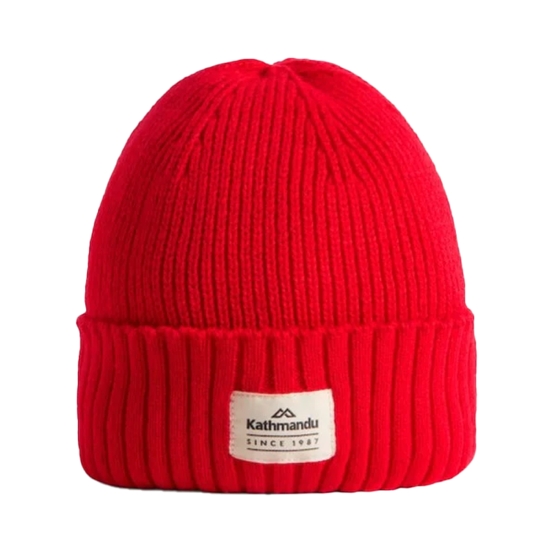 Kathmandu Badge Beanie Signal Red