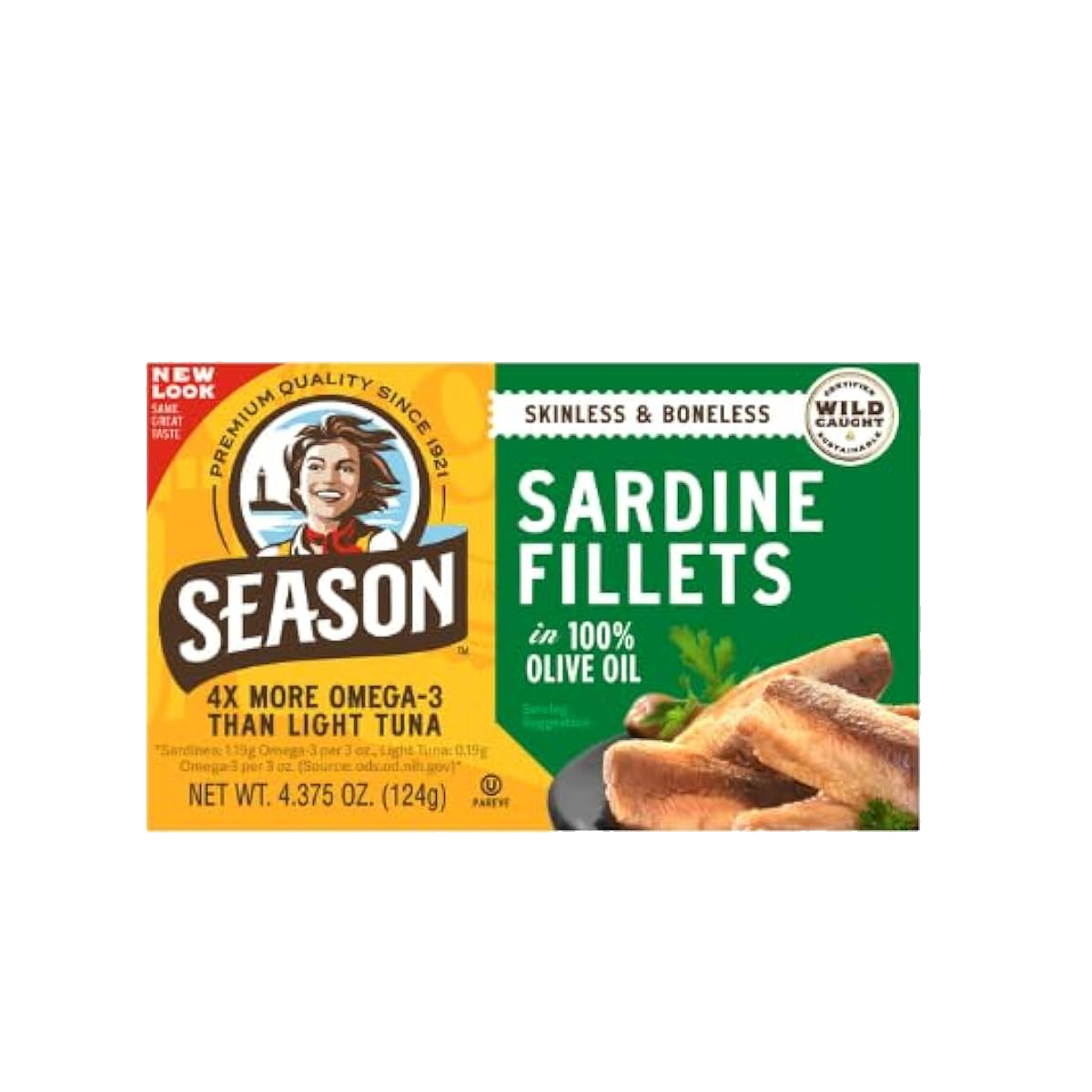 Season, Skinless And Boneless Sardines In Olive Oil, Case Of 12, 4.375 oz.
