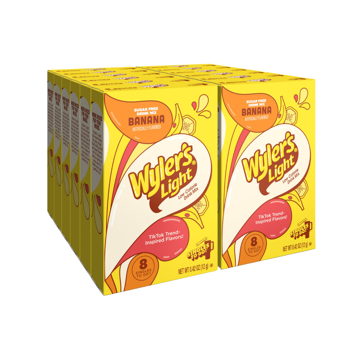 Wyler's Light Singles To Go Powder Packets, Water Drink Mix, Watertok Banana, 96 Servings, 8 Count x Pack of 12