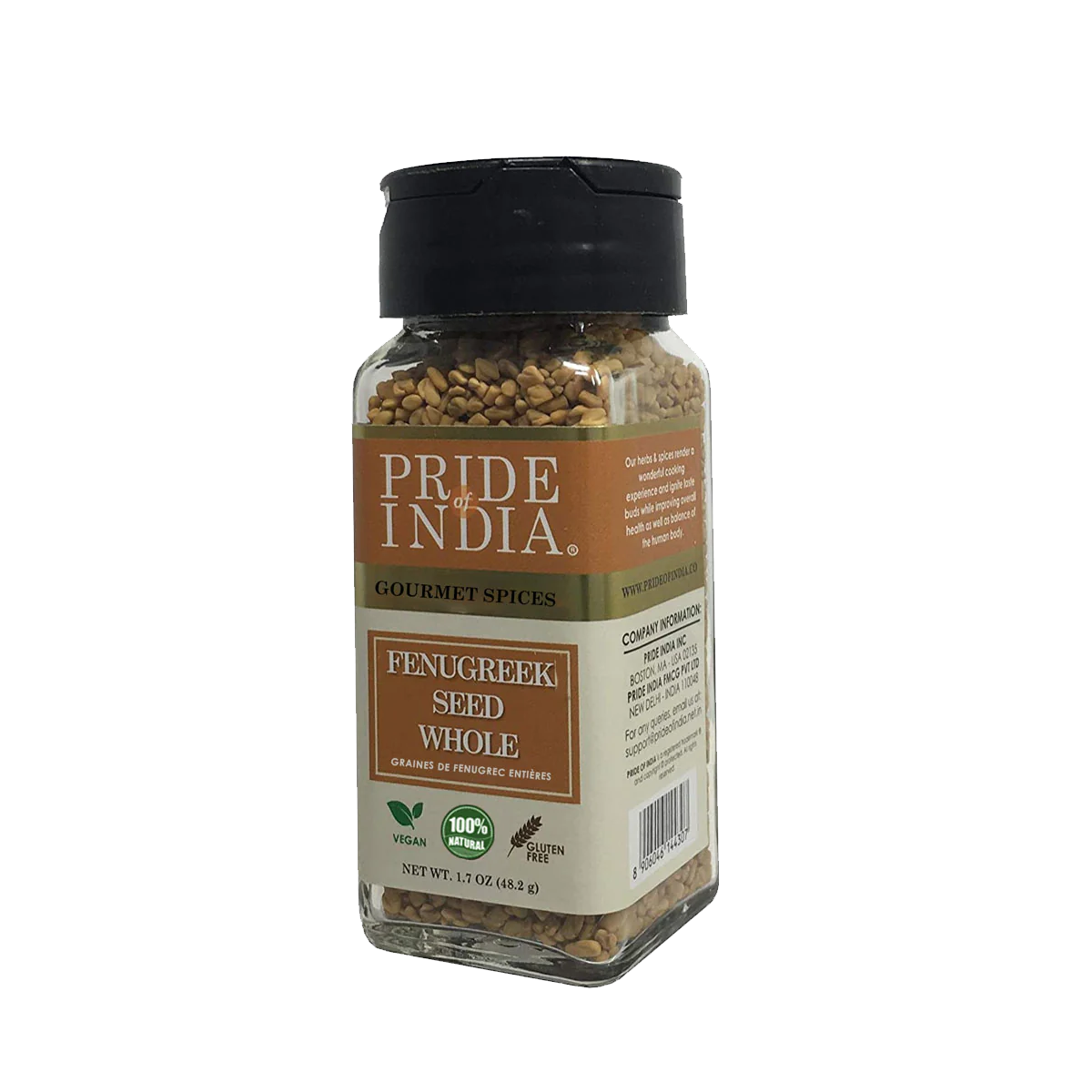 PRIDE OF INDIA Fenugreek Seed Whole - Case of 6 - 8 oz
