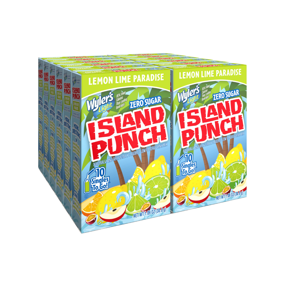Wyler’s Light Island Punch Singles To Go, Lemon Lime Paradise, 10-Count per Box (12 Pack) – Low Calorie Powdered Drink Mixes, Caffeine Free, Gluten Free, and Zero Sugar