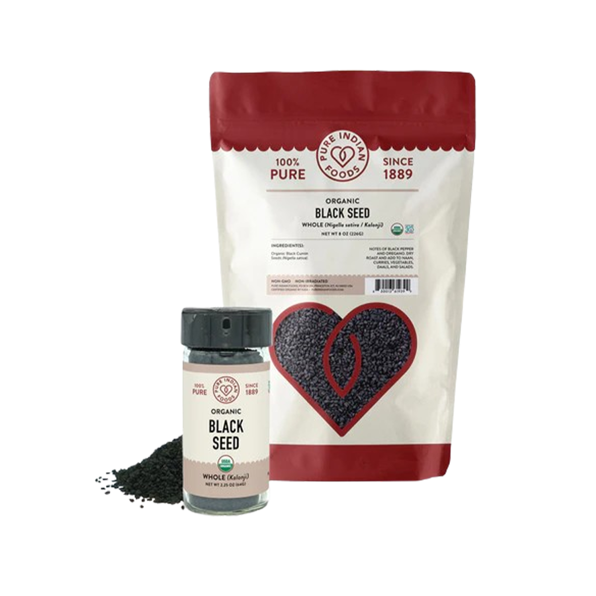 Pure Indian Foods Sesame Seeds Black, Certified Organic - Whole Seasoning Blend Foil Bag - Case of 12 - 16 oz