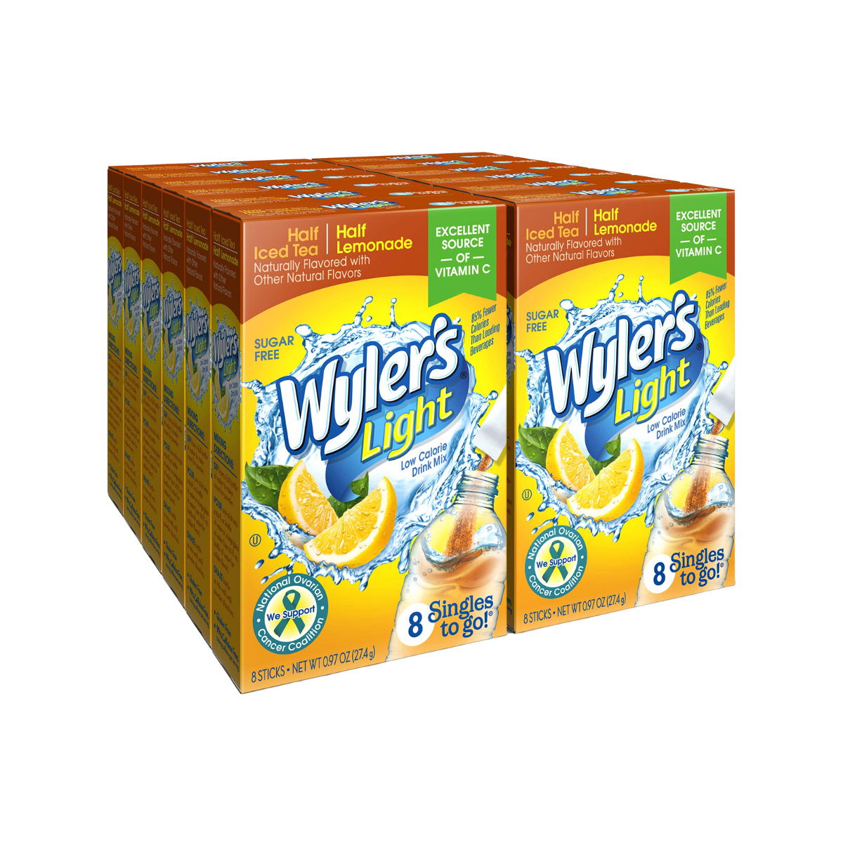 Wyler's Light Singles To Go Powder Packets, Water Drink Mix, Half Iced Tea/Half Lemonade, 96 Single Servings (Pack of 12)