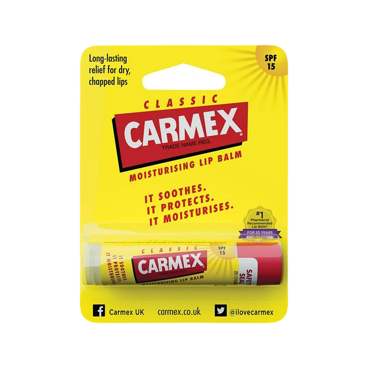 Carmex Classic Moisturising Lip Balm SPF 15 Stick 4.25g