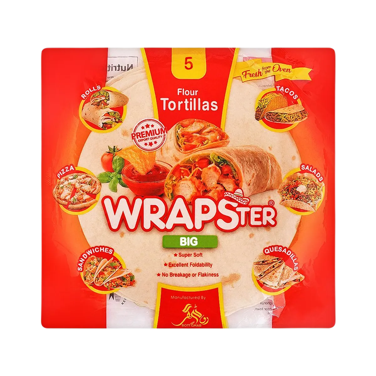 Wrapster Flour Tortillas Big 5 Pcs 360g