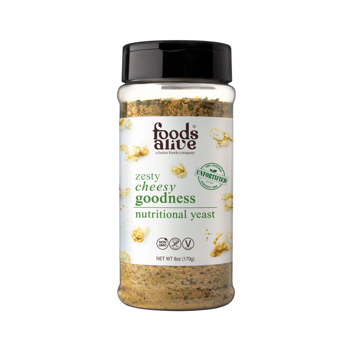 Foods Alive Nacho Cheesy Nutritional Yeast Shaker Jar Case of 6 - 6 oz