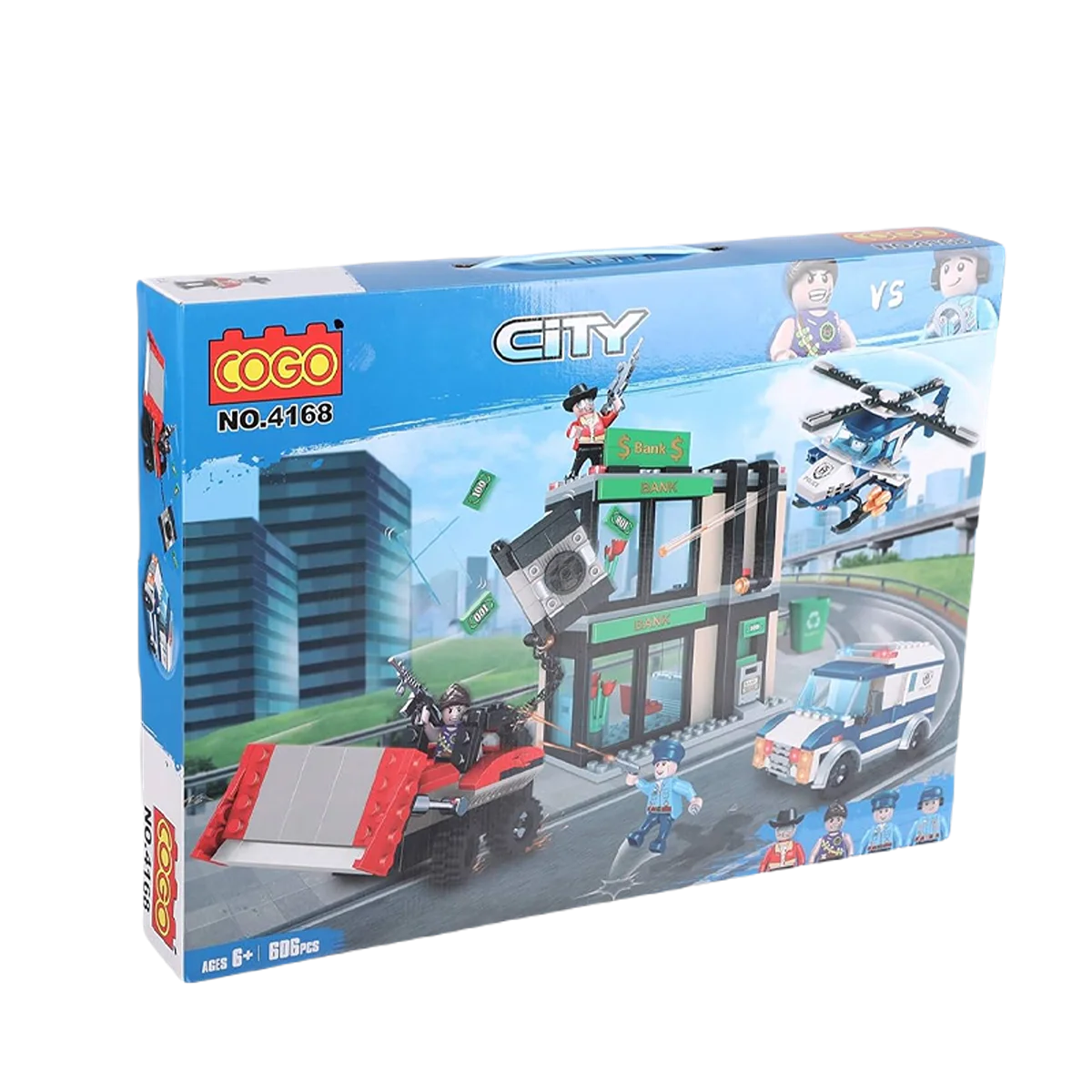 COGO 606 PCS 3D Police Dozer Bank Helicopter no 4168