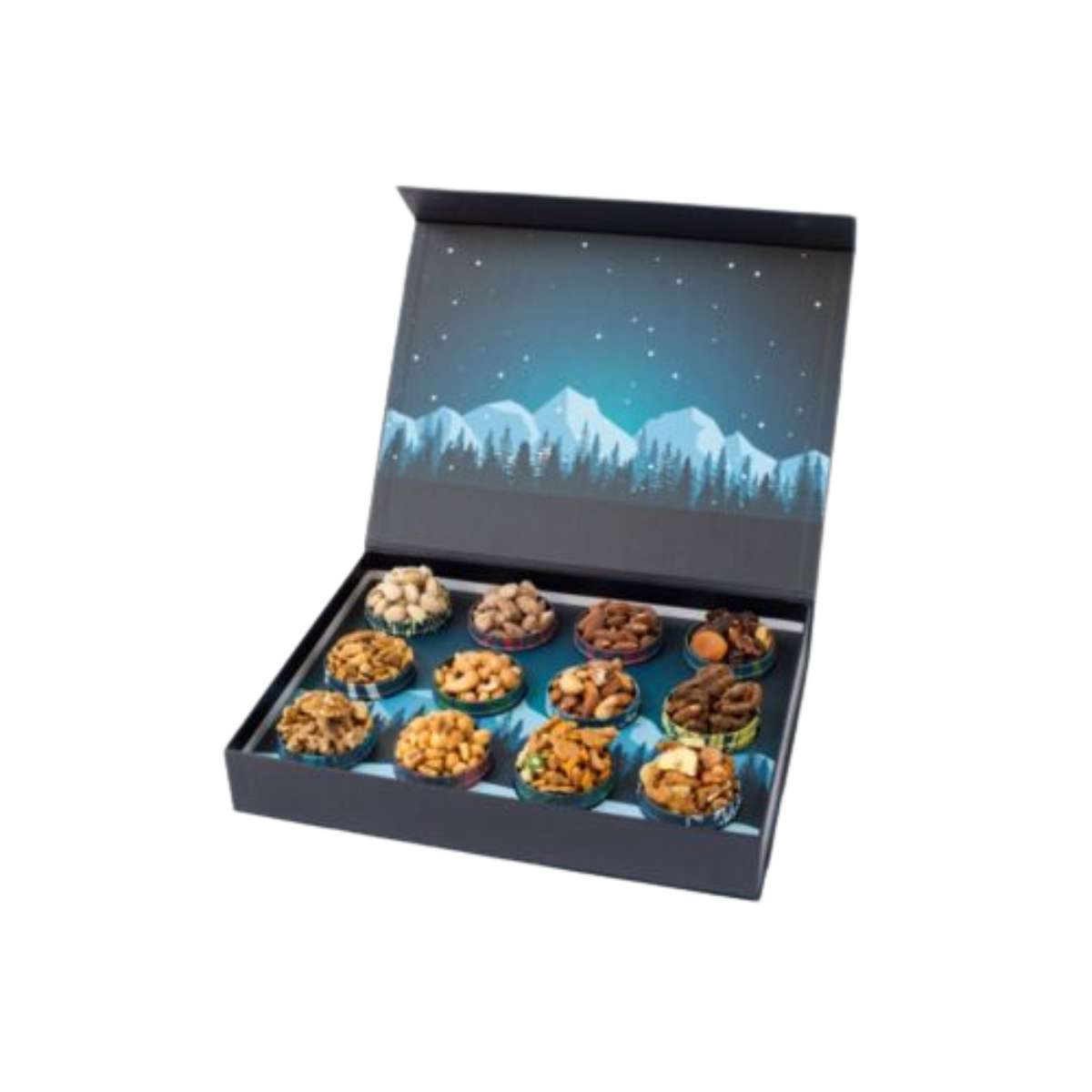 DMSnacks - 12 Days of Gourmet Nuts - Premium Winter Wonderland Nut Gift - Case of 10 – 24 oz