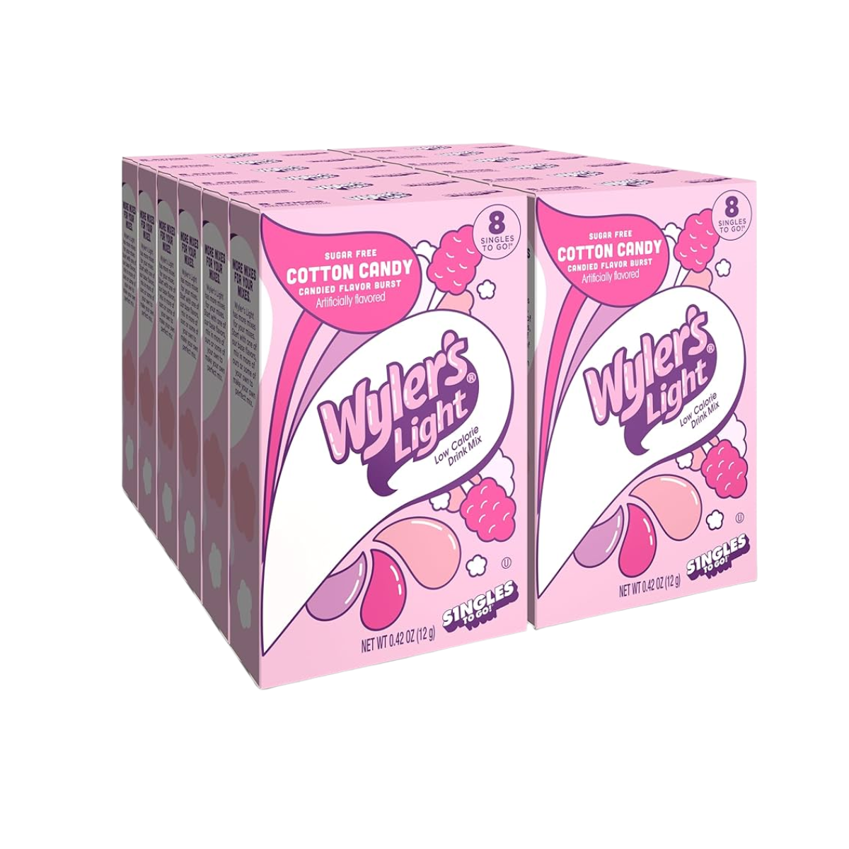 Wyler's Light Singles To Go Powder Packets, Water Drink Mix, Watertok Cotton Candy, 96 Servings, 8 Count x Pack of 12
